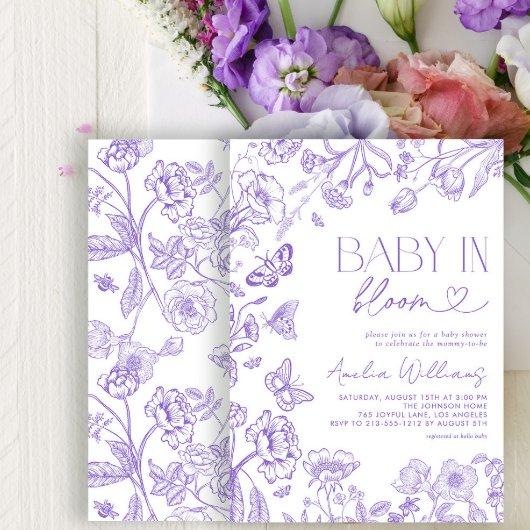 Baby in bloei bloemenlavendel Baby shower Kaart
