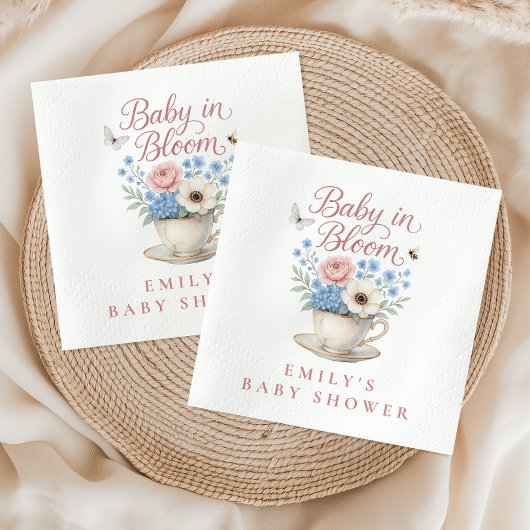 Baby in bloei bloemenmeisje Baby shower Servet