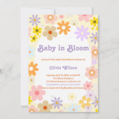 Baby in bloei bloemenretro Baby shower Kaart (Voorkant)