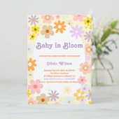 Baby in bloei bloemenretro Baby shower Kaart (Staand voorkant)