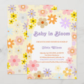 Baby in bloei bloemenretro Baby shower Kaart (Voorkant / Achterkant)