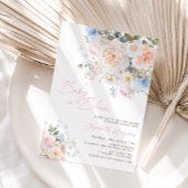 Baby in bloei bloemenroze Baby shower uitnodiging