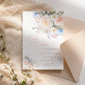 Baby in bloei bloemenroze Baby shower uitnodiging