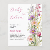 Baby in bloei bloemenroze Baby shower uitnodiging (Voorkant)