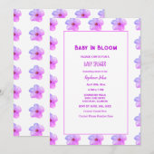 Baby in bloei bloemenroze Paarse Baby shower meisj Kaart (Voorkant / Achterkant)