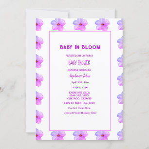 Baby in bloei bloemenroze Paarse Baby shower meisj Kaart