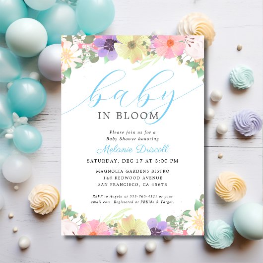Baby in bloei bloementuin baby boy shower kaart