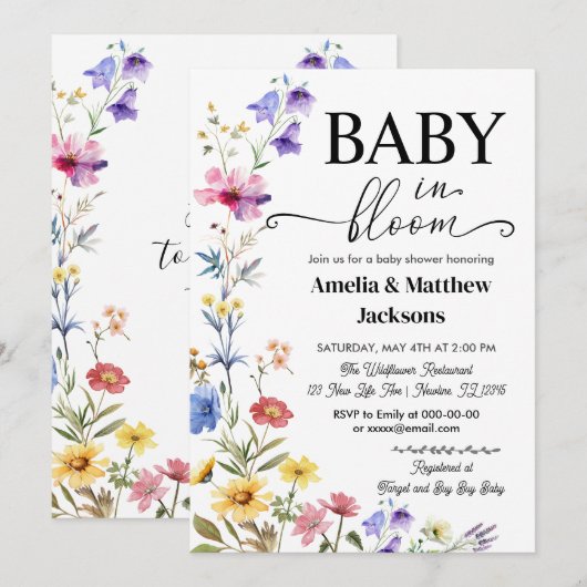 Baby in bloei bloemrijke wilde bloemen geslacht ne kaart (Voorkant / Achterkant)