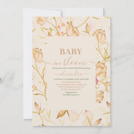 Baby in bloei | Blush Spring bloemendouche Kaart (Voorkant)