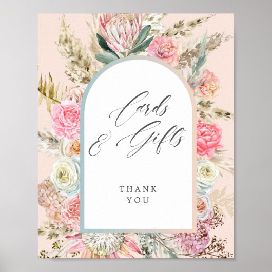 Baby in bloei Boheems Baby shower Kaarten Cadeaubo Poster (Voorkant)