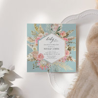 Baby in bloei Boheems Baby shower Uitnodiging