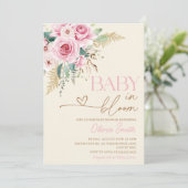 Baby in bloei boho roze bloemig Baby shower Kaart (Staand voorkant)