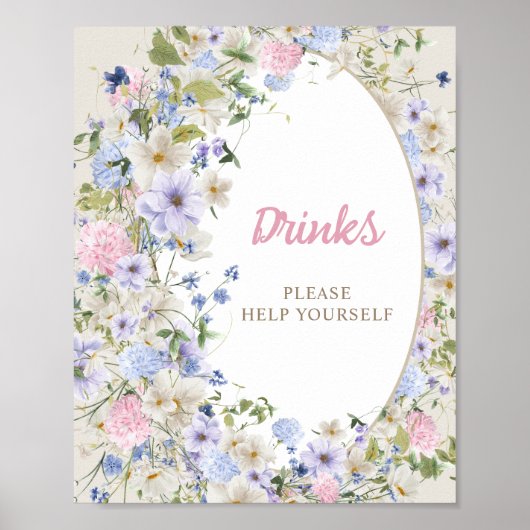 Baby in bloei boho Wildflower Rustieke boog drinke Poster (Voorkant)