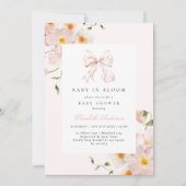 Baby in bloei boog zacht roze Baby shower uitnodig Kaart (Voorkant)