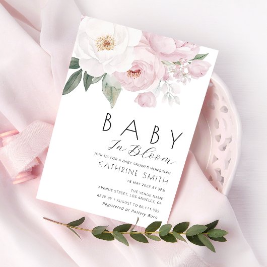 baby in bloei botanisch baby shower kaart