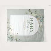 Baby in bloei botanische eucalyptus achtergrond wandkleed (Voorkant (horizontaal))