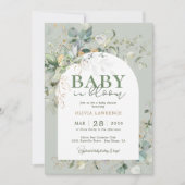 Baby in bloei botanische eucalyptus uitnodiging (Voorkant)