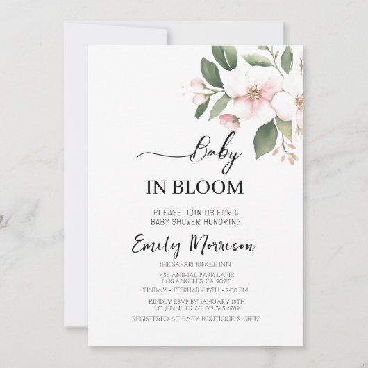 Baby in bloei Cherry Flowers Baby shower Kaart (Voorkant)