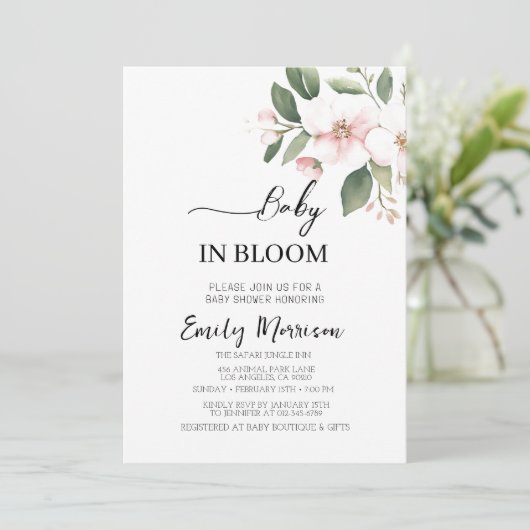 Baby in bloei Cherry Flowers Baby shower Kaart (Staand voorkant)