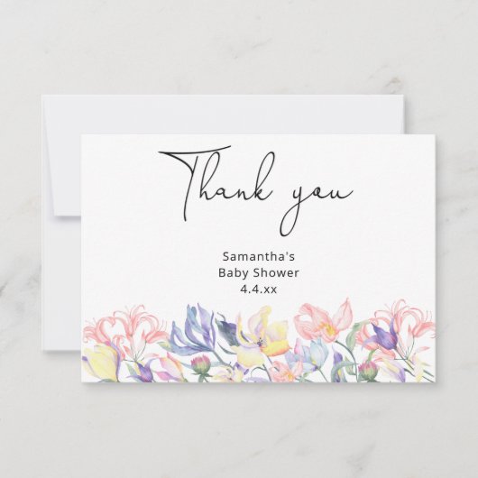 Baby in bloei dank u baby shower bedankkaart (Voorkant)