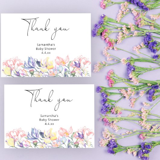 Baby in bloei dank u baby shower bedankkaart
