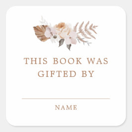 Baby in bloei donker terracotta boho boek cadeau vierkante sticker