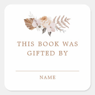 Baby in bloei donker terracotta boho boek cadeau vierkante sticker