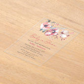 Baby in bloei, douche uitnodigen acryl uitnodiging (Laagn)