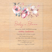 Baby in bloei, douche uitnodigen acryl uitnodiging (Voorkant)
