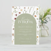 Baby in bloei douche wilde bloem salie groene boog kaart (Staand voorkant)