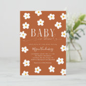 Baby in bloei douche witte madeliefjes uitnodiging (Staand voorkant)