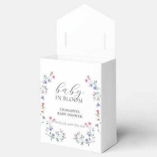 Baby in bloei | Eenvoudig Wildflower Baby shower Bedankdoosjes (Geopend)