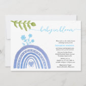 baby in bloei Elegant blauw regenboog baby shower Kaart (Voorkant)