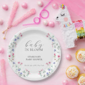 Baby in bloei | Elegant Wildflower Baby shower Papieren Bordje (Feest)