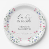 Baby in bloei | Elegant Wildflower Baby shower Papieren Bordje (Voorkant)