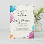 Baby in bloei en ballonnen Baby shower Kaart (Staand voorkant)