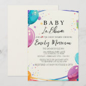 Baby in bloei en ballonnen Baby shower Kaart (Voorkant / Achterkant)