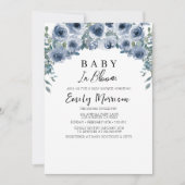 Baby in bloei en Blauwe bloemen Baby shower Kaart (Voorkant)