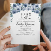 Baby in bloei en Blauwe bloemen Baby shower Kaart