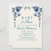 Baby in bloei en blauwe bloemen I Baby shower Kaart (Voorkant)