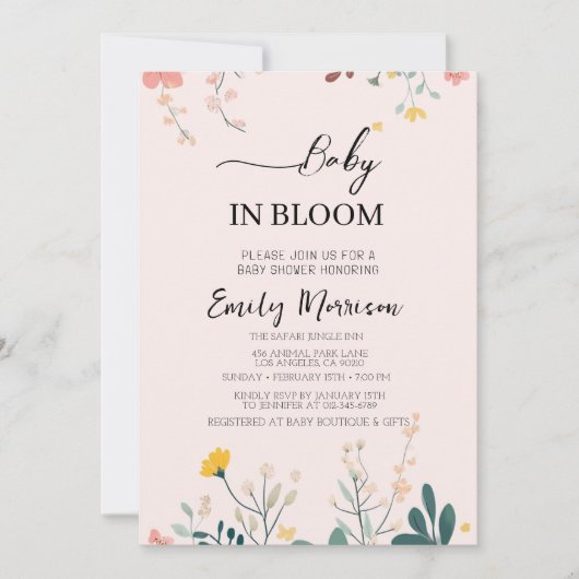 Baby in bloei en bloemen Baby shower Kaart (Voorkant)