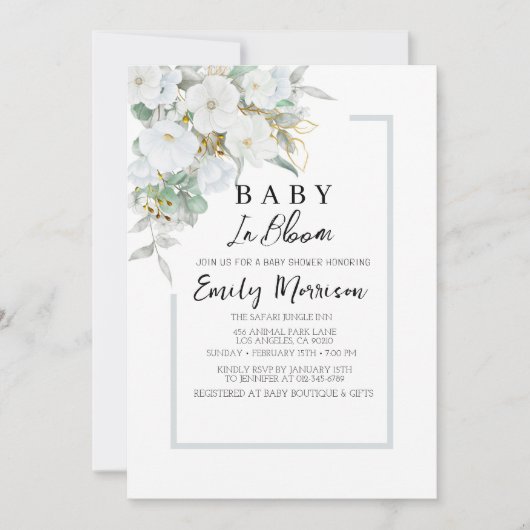 Baby in bloei en Cheery Brunches Baby shower Kaart (Voorkant)