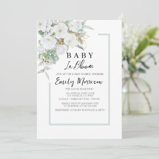 Baby in bloei en Cheery Brunches Baby shower Kaart (Staand voorkant)