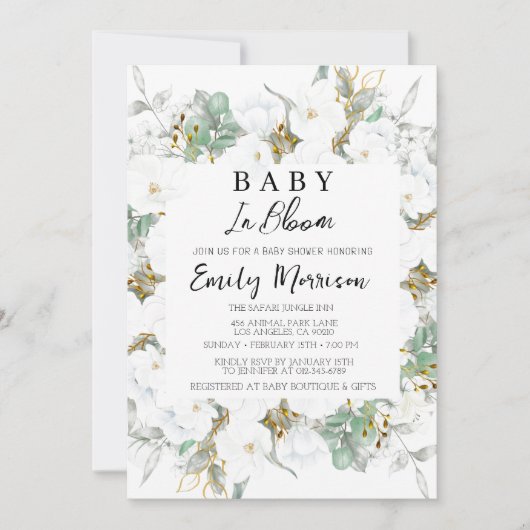 Baby in bloei en Cheery Brunches Baby shower Kaart (Voorkant)