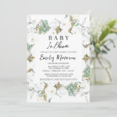 Baby in bloei en Cheery Brunches Baby shower Kaart (Staand voorkant)