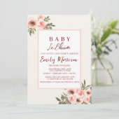 Baby in bloei en rode rozen I Baby shower Kaart (Staand voorkant)