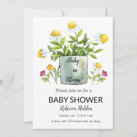 Baby in bloei - Floral Baby shower Invitation Kaart (Voorkant)