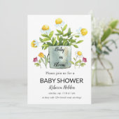 Baby in bloei - Floral Baby shower Invitation Kaart (Staand voorkant)