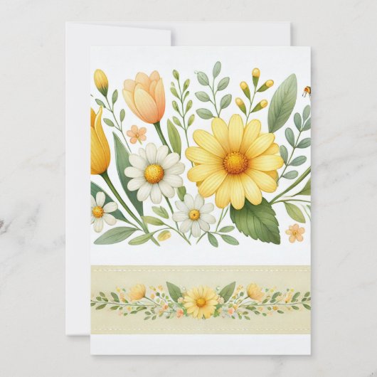 Baby in bloei - Floral Baby shower Invitation Kaart (Achterkant)