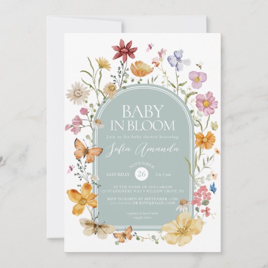 Baby in bloei FLoral esthetisch Baby shower Kaart (Voorkant)